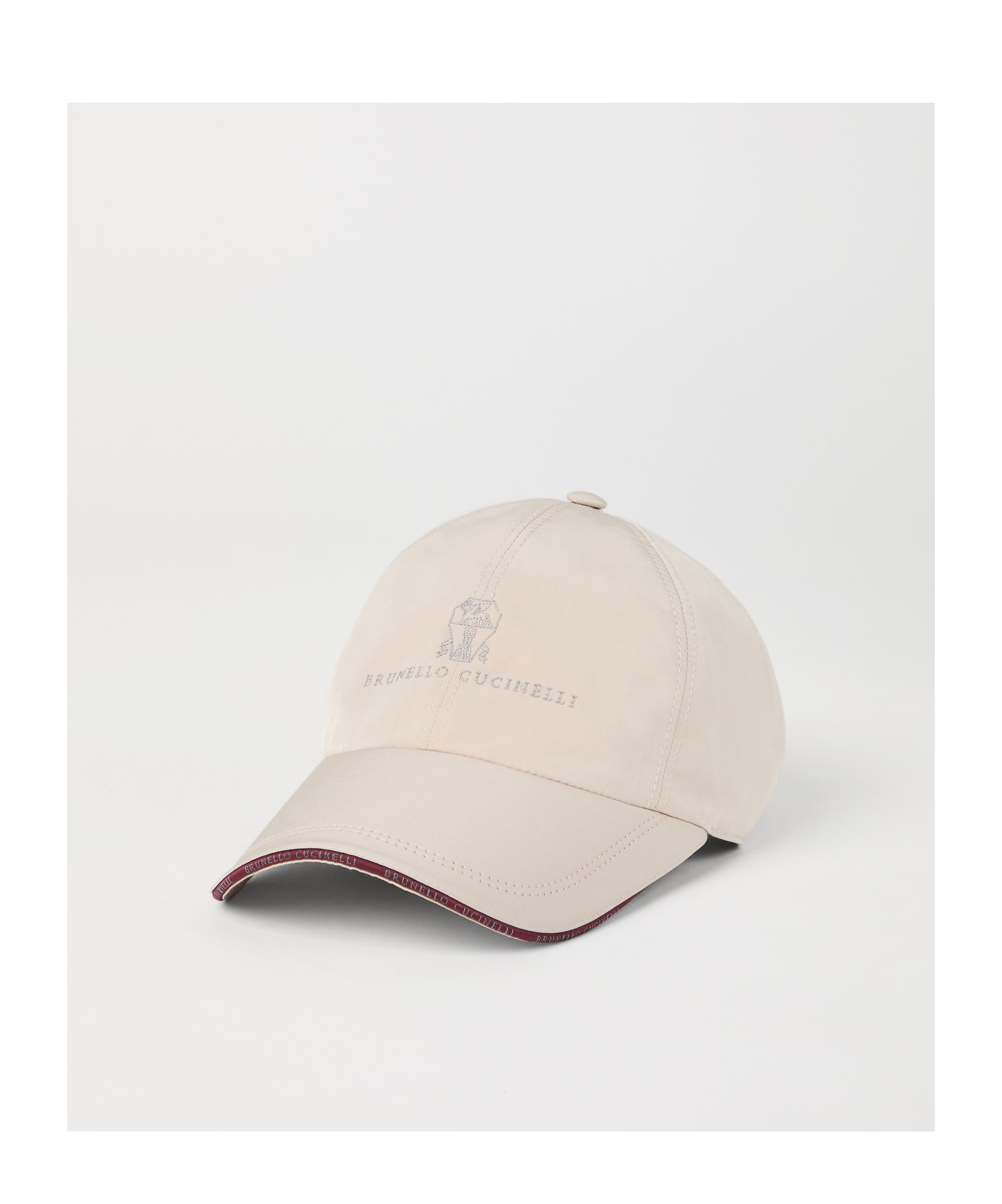 Brunello Cucinelli Water-resistant Microfibre Embroidered Baseball Cap In White