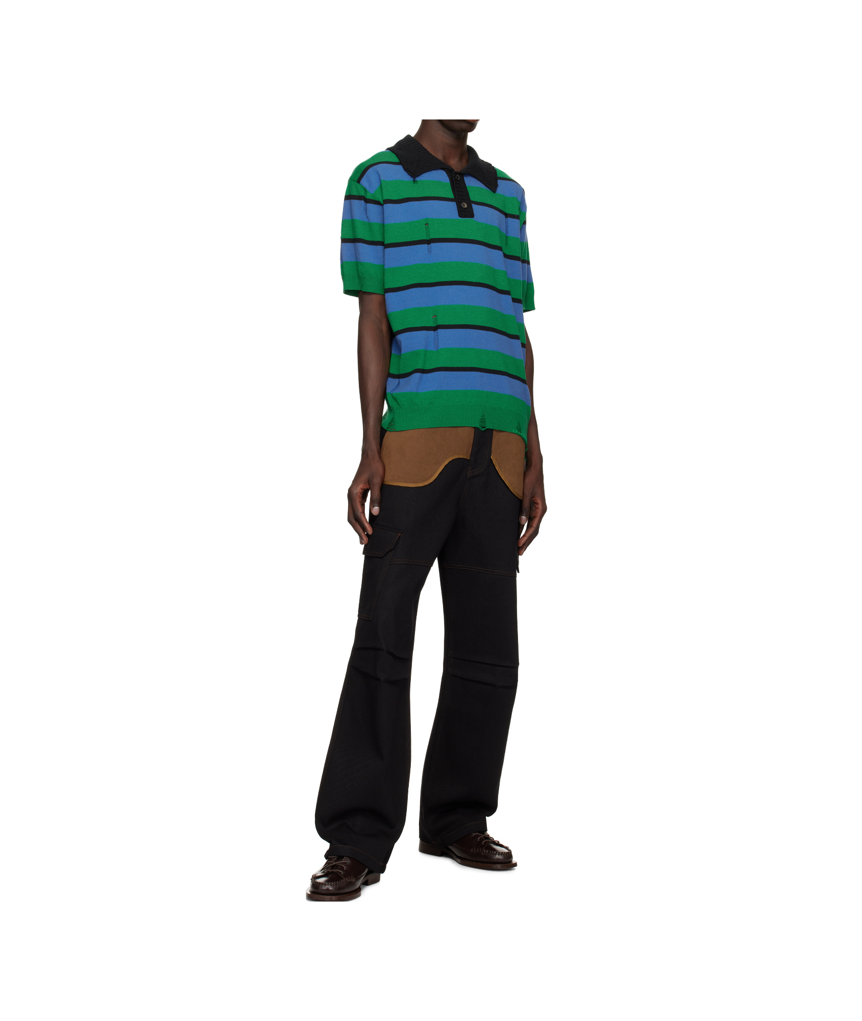 Andersson Bell Damaged Stripe Polo In Multi-color