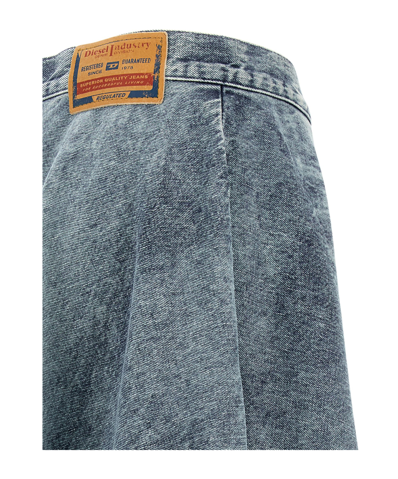 Diesel Back Patch Detail Skirt With Belt Loops In Blue
