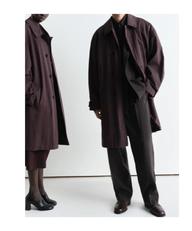 Lemaire Car Coat In Dark Chocolate