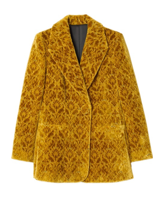 Burberry Velvet Jacquard Blazer In Yellow