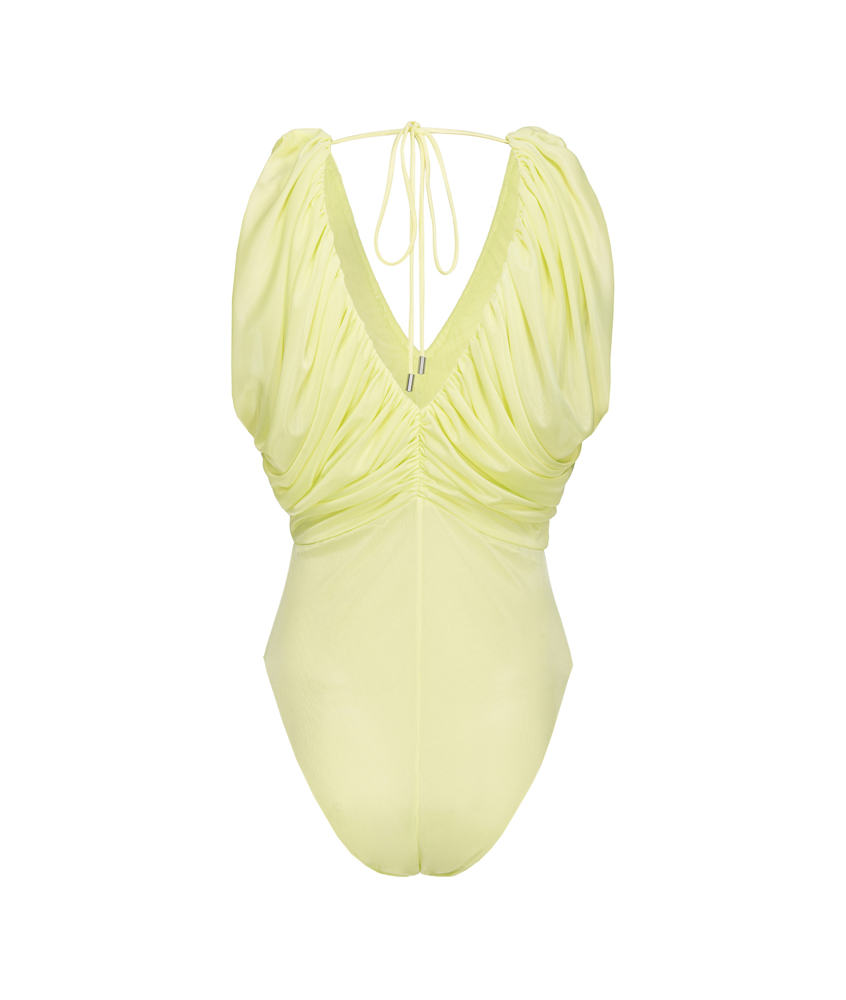 Shop Pinko Ruched Bodysuit In Yellow