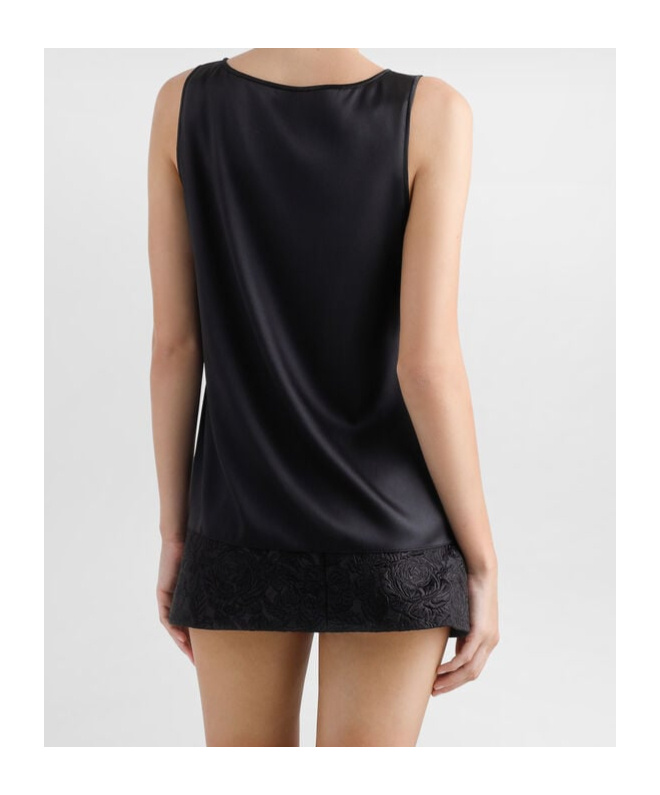 Dolce & Gabbana Dolce  Gabbana Dg Logo Pin Satin Tank Top In Black