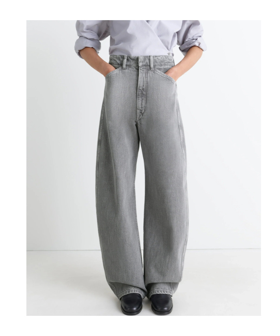 Lemaire High Waisted Curved Pants Clothing In Gray
