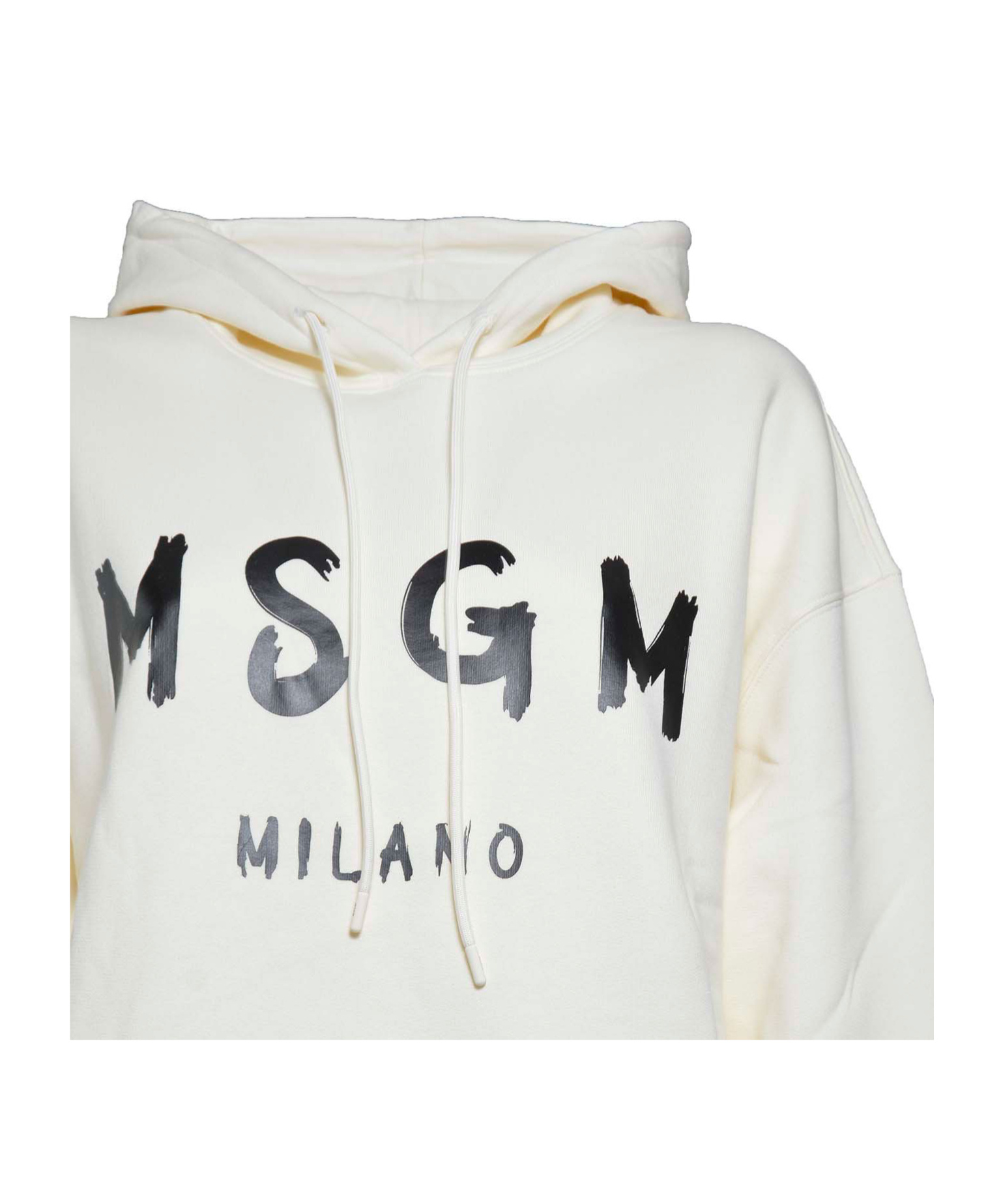 Msgm Logo Printed Drawstring Hoodie In White