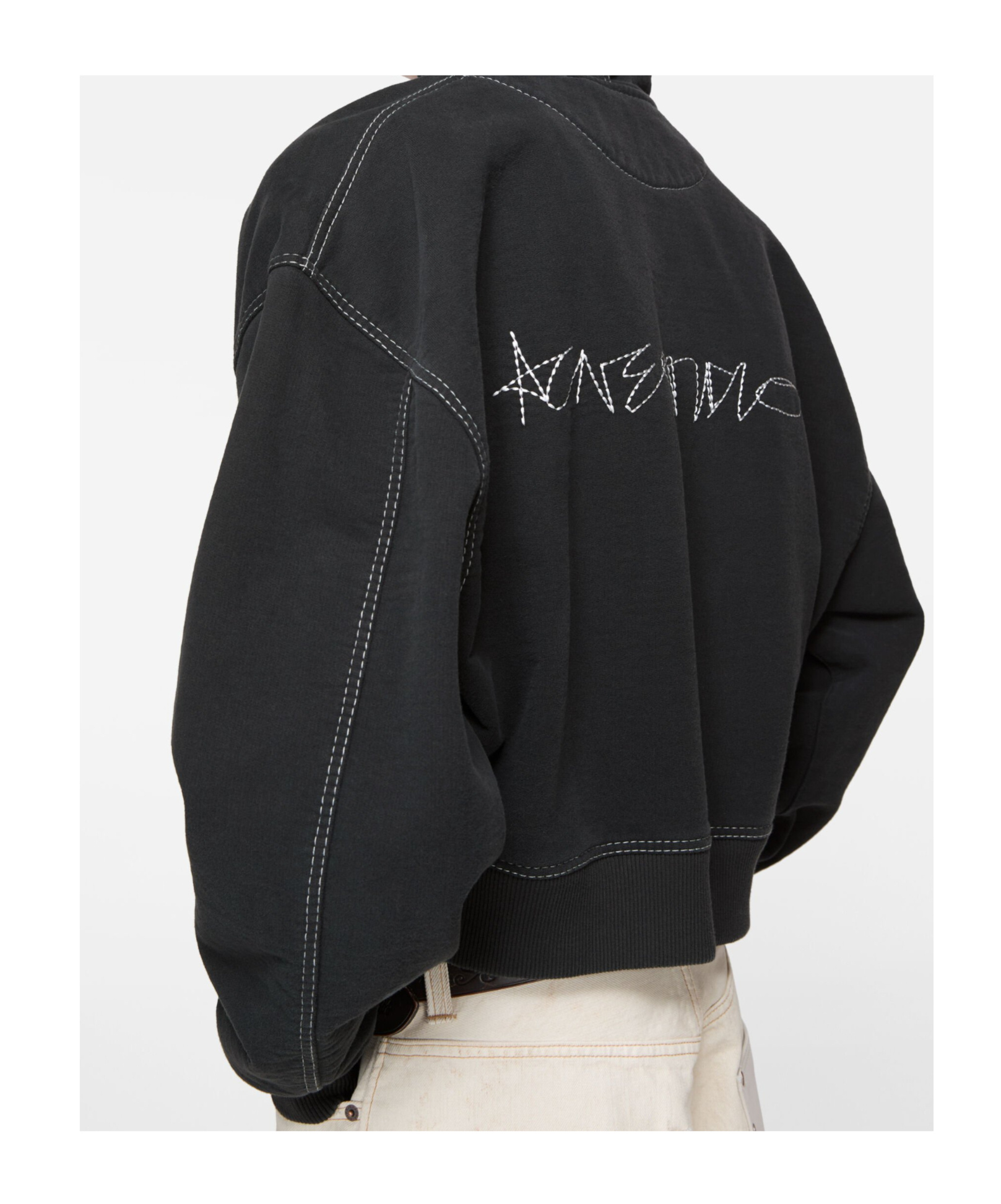 Acne Studios Foscar U Autograph Logo Embroidered Zip Hoodie In Black