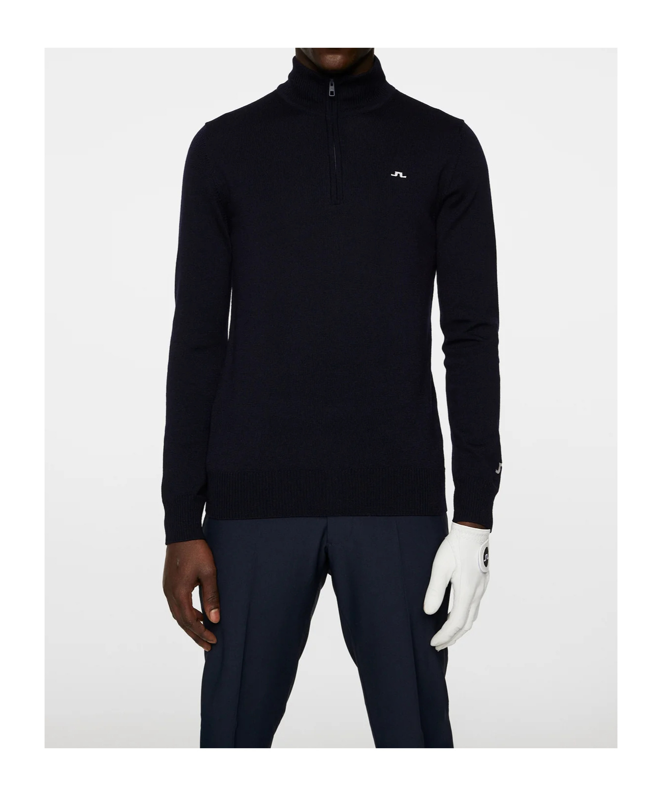J. Lindeberg Long Sleeve Logo Knit Sweater In Black