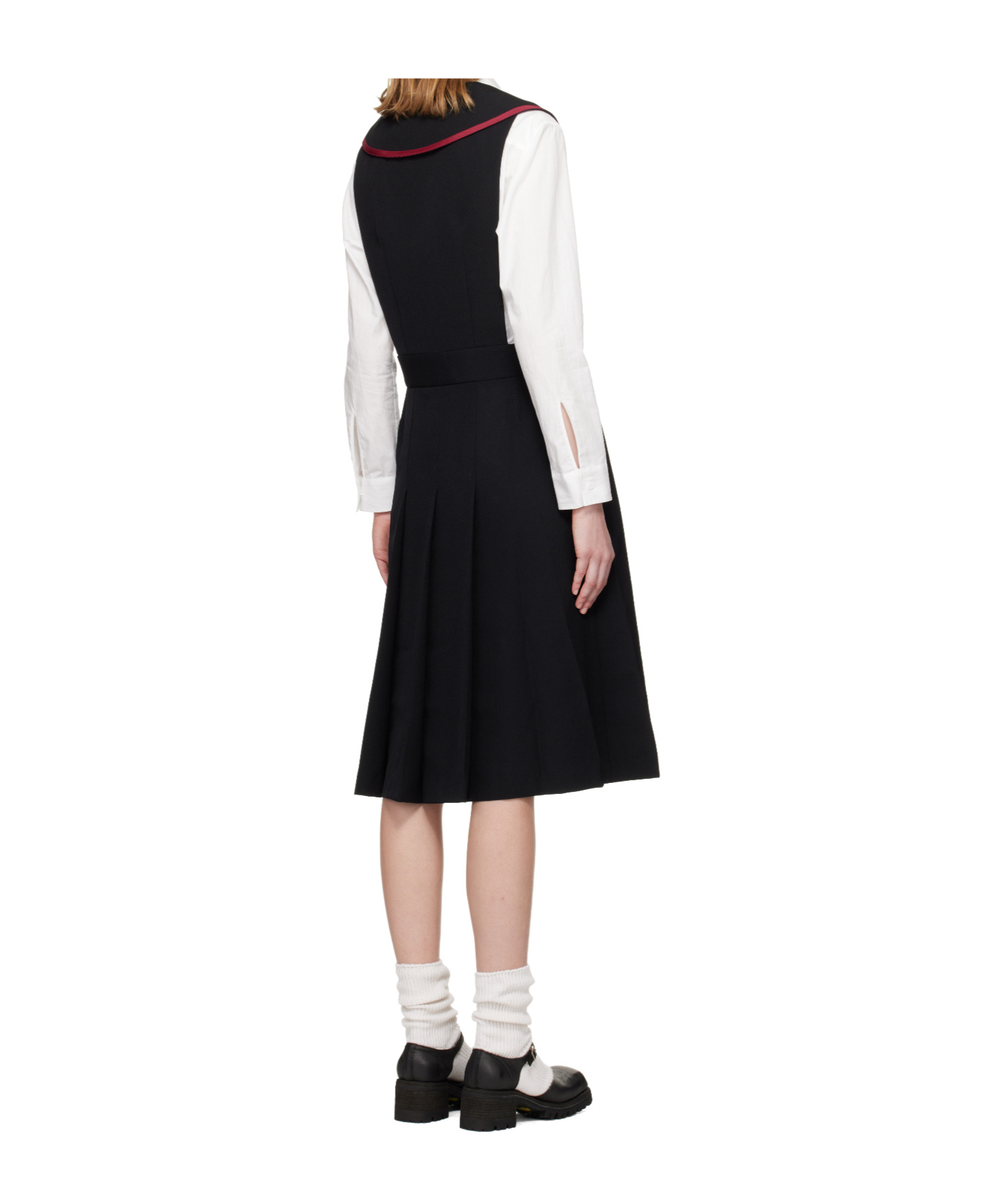 Comme Des Garçons Square Collared Pinafore Dress In Black