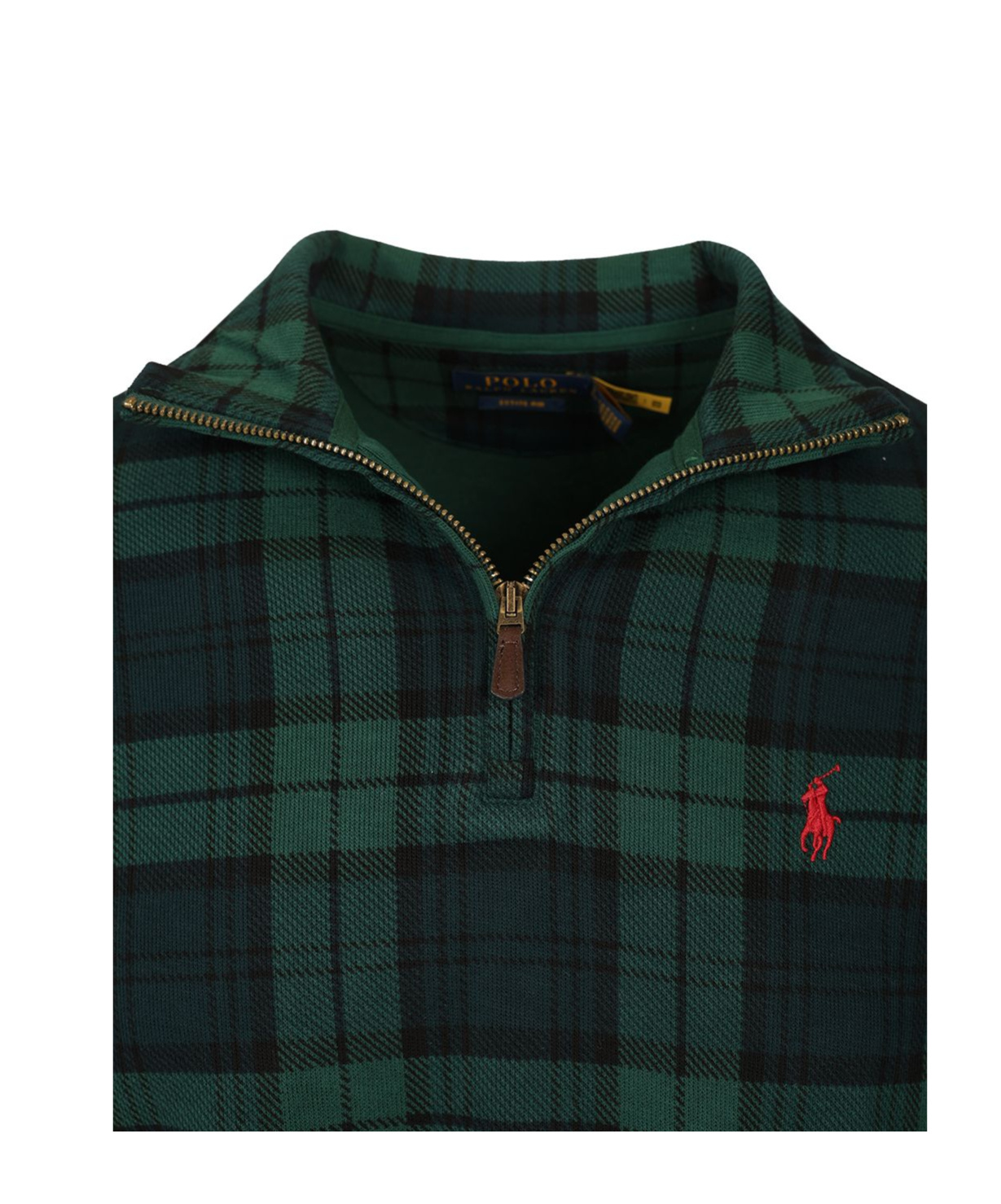 Ralph Lauren Half-zip Plaid-pattern Sweater In Green