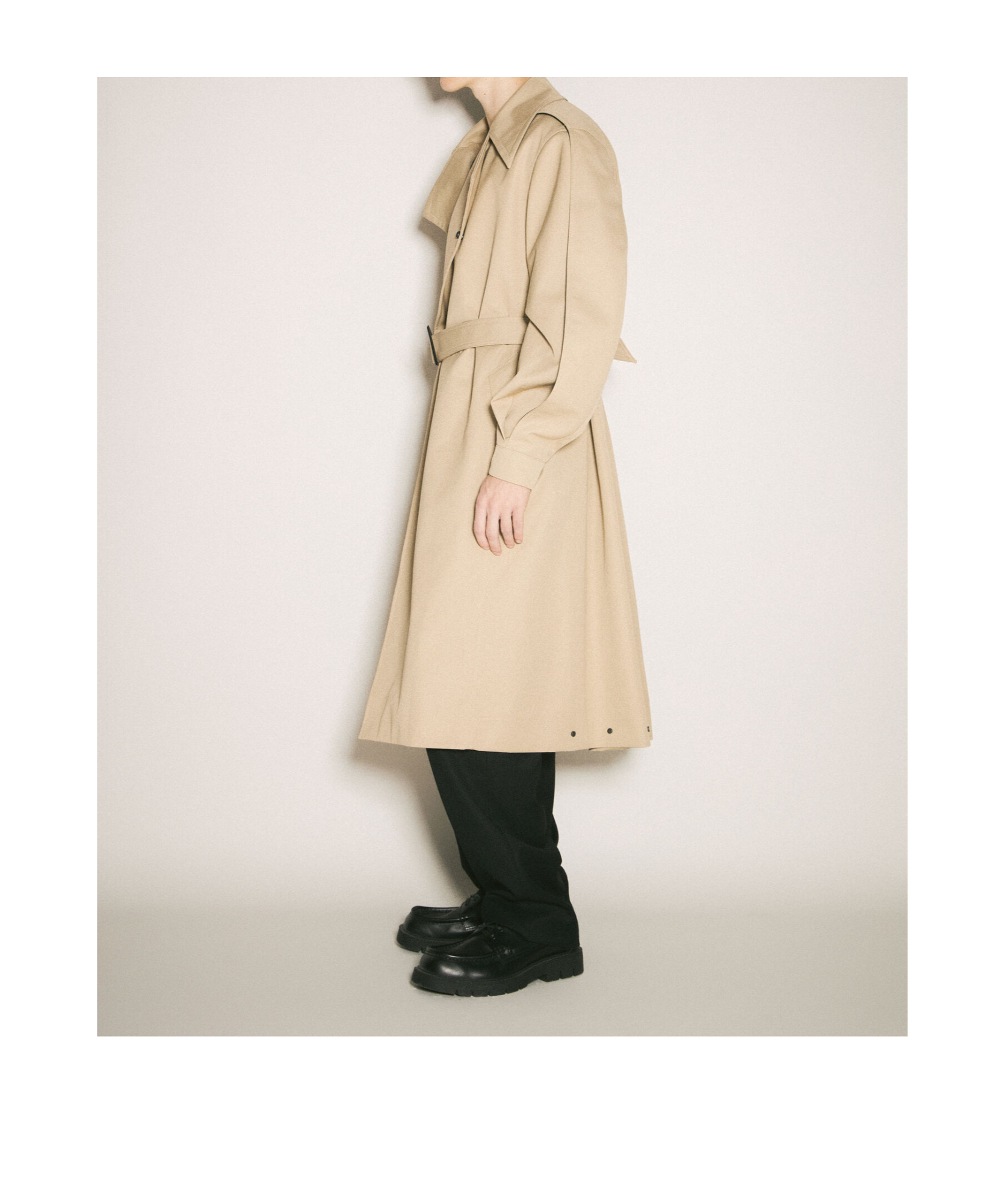 Mugler Belted Trench Coat In Nude