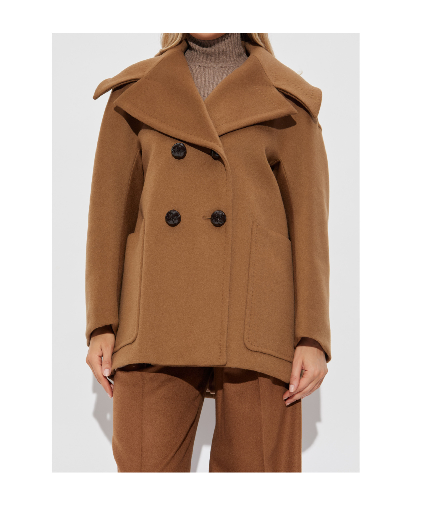 Max Mara Double-breasted Coat In Brown