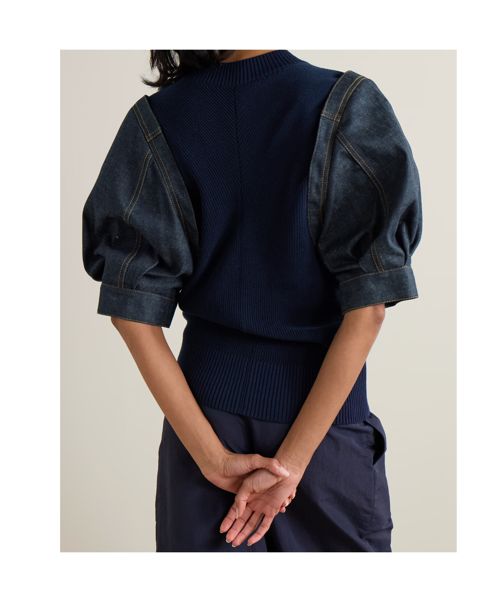 SACAI STITCHED OPEN-THREAD DETAIL SWEATER