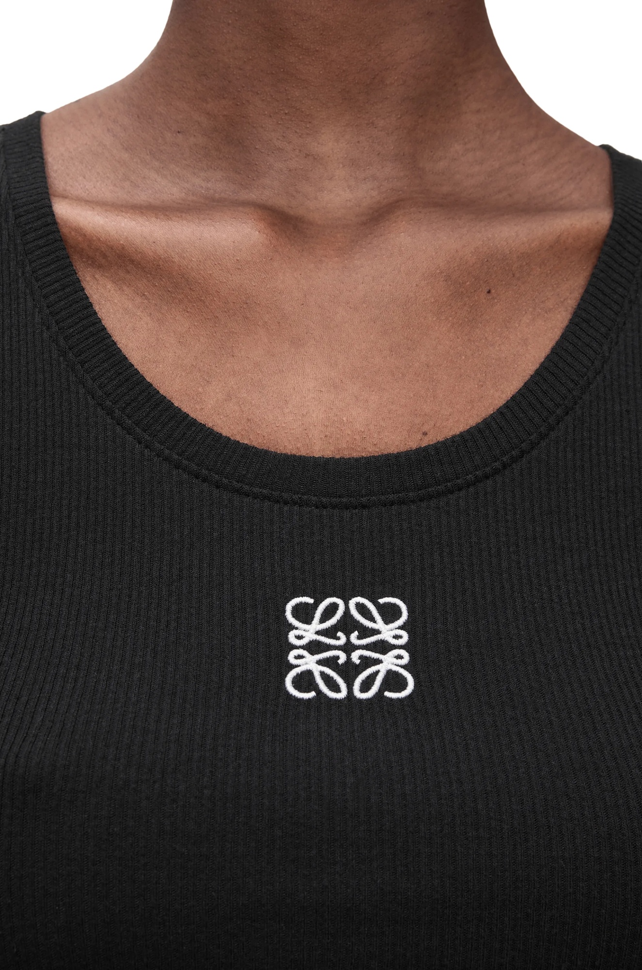 Shop Loewe Cropped Anagram Tank Top In Cotton In Black