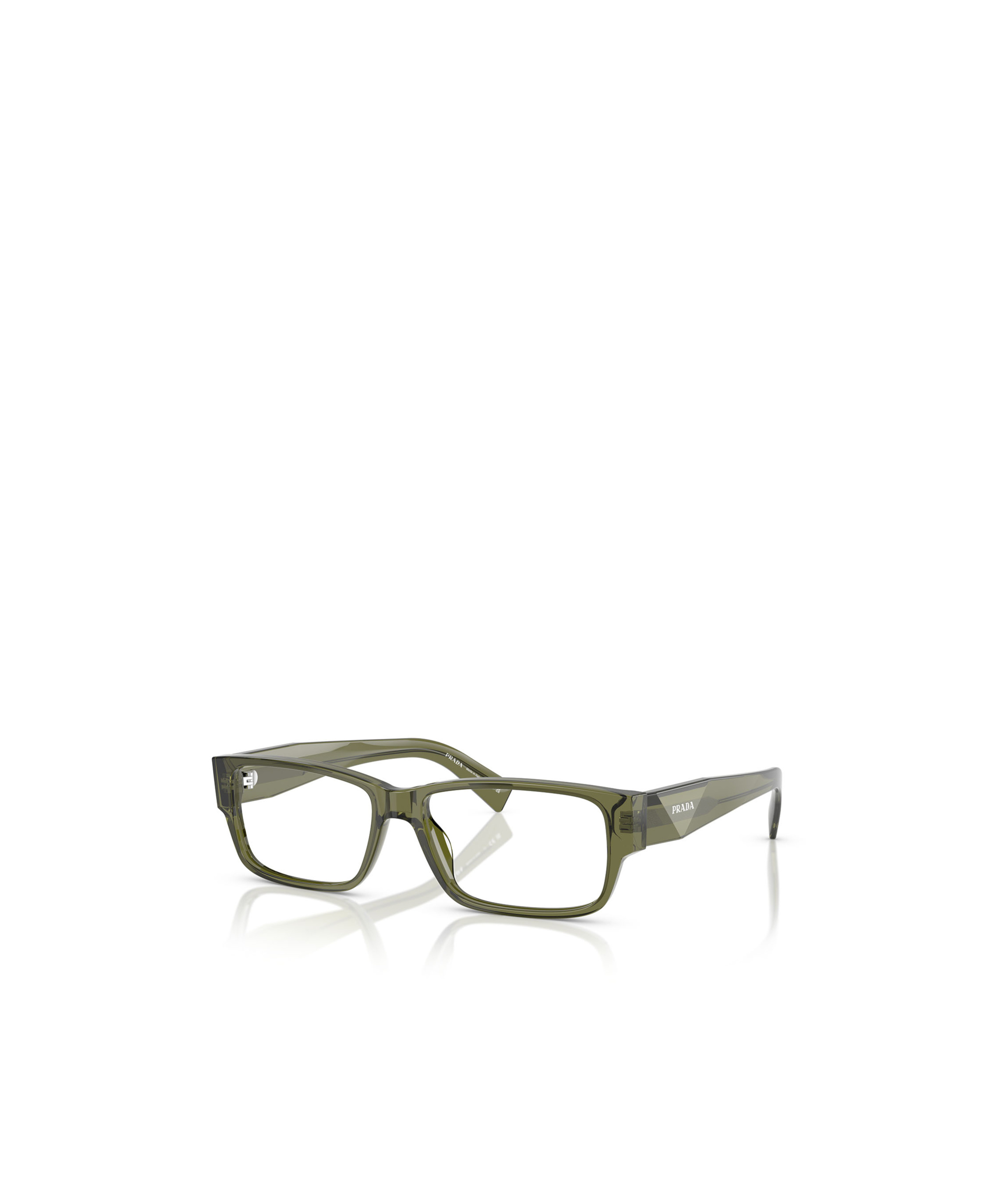 Prada 57mm Rectangular Optical Glasses In Green