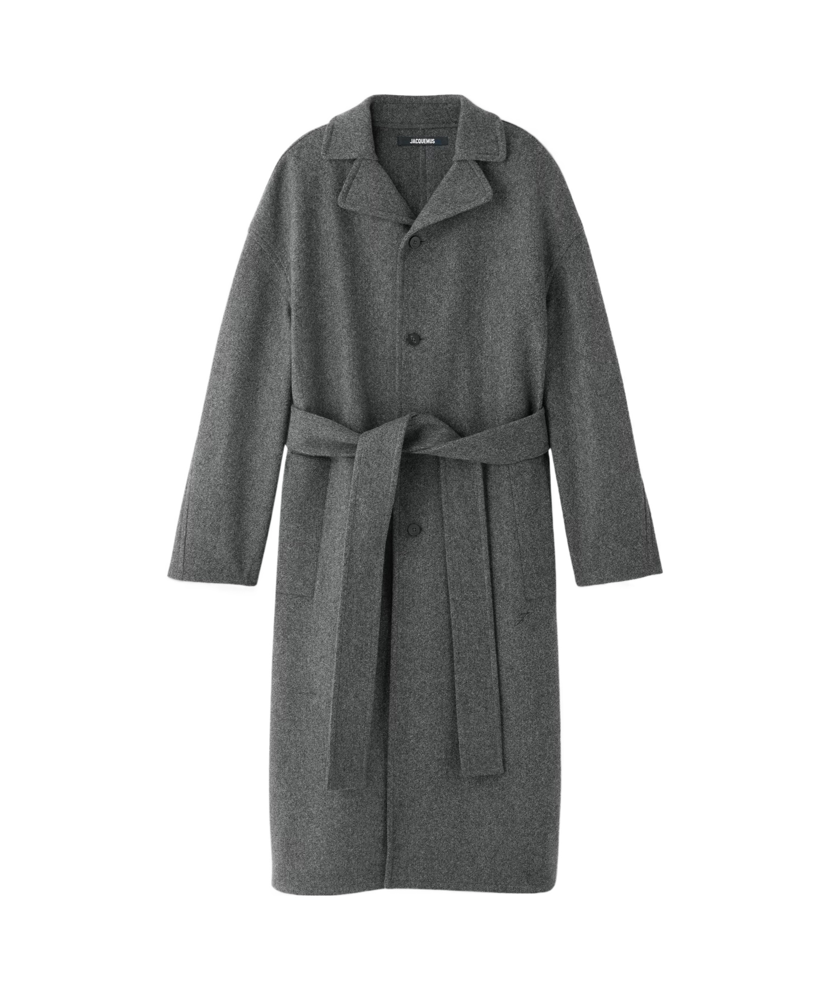 Jacquemus Le Manteau Citta Belted Wool-blend Trench Coat In Gray