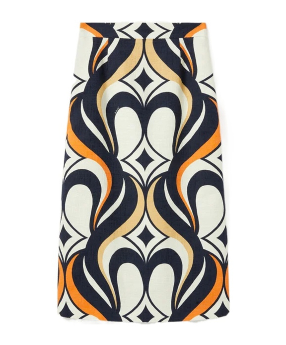 La Doublej Macro-pattern Midi Skirt In Multi