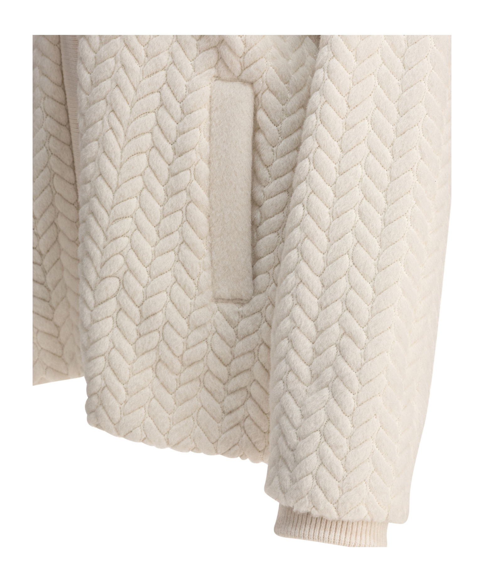 Agnona Ribbed Cuffs Shawl Collar Side Pockets Textured Pattern In Neutral