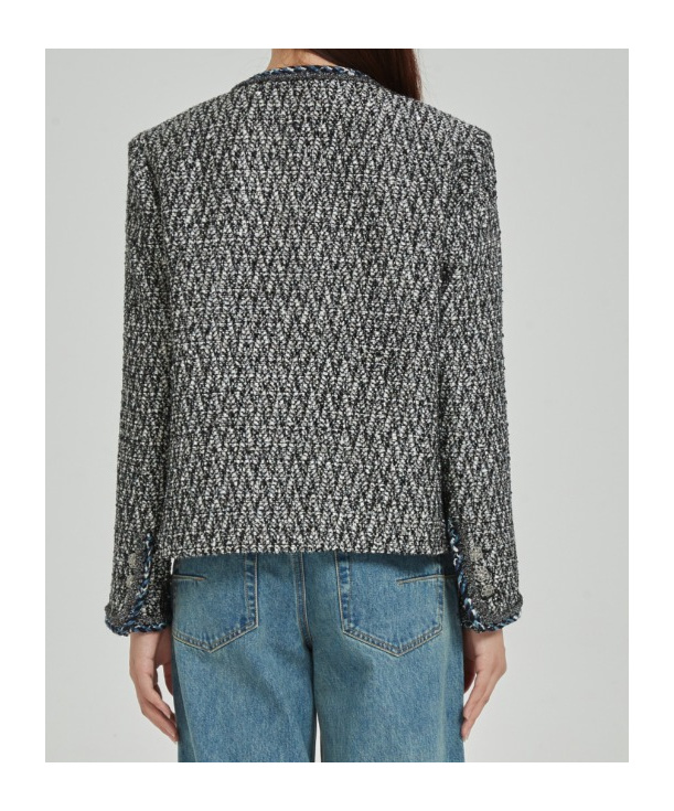Marissa Chiara Tweed Casual Jacket In Gray