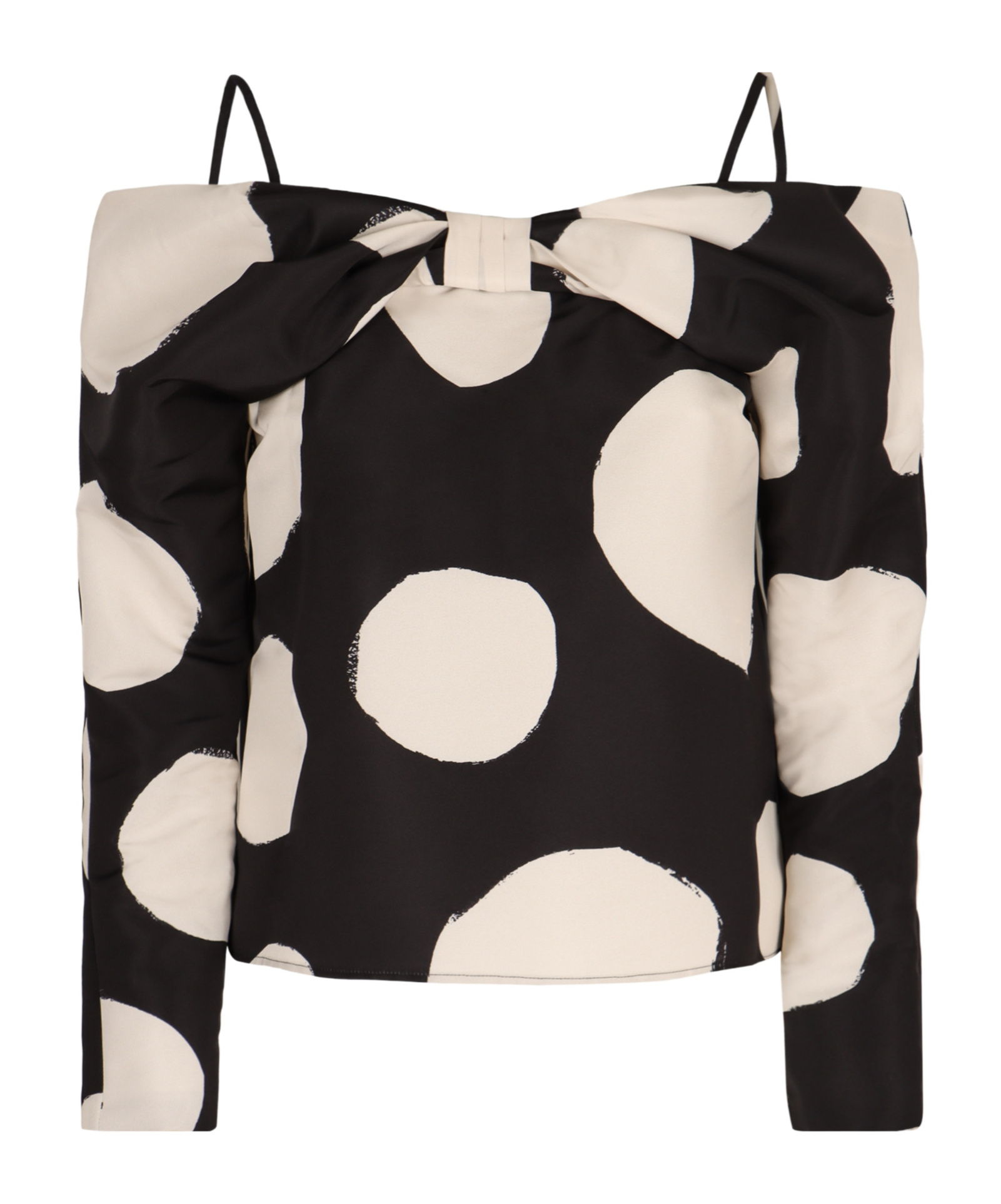 Nina Ricci Polka-dot Off Shoulder Top In Black