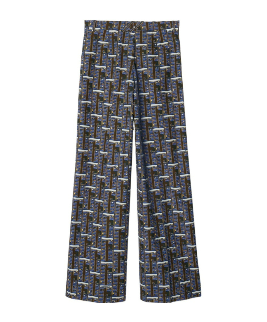 Burberry Bus Silk Straight-leg Trousers In Green