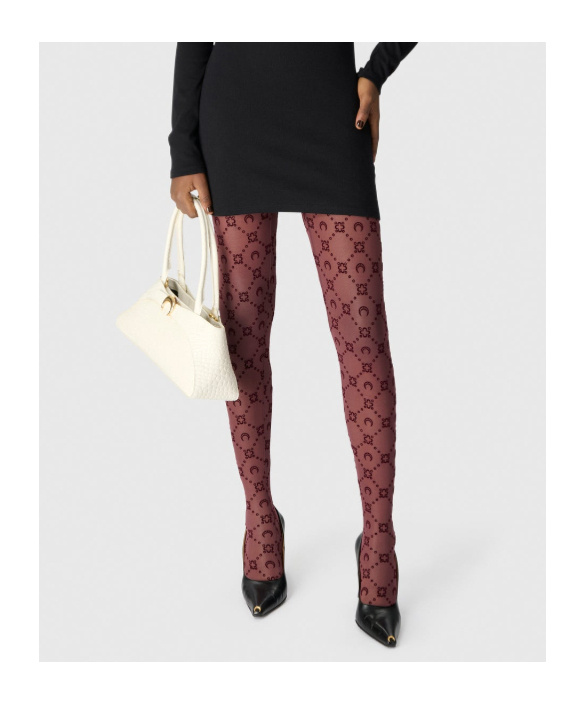 Marine Serre Moonogram Mesh Flock Tights In Brown