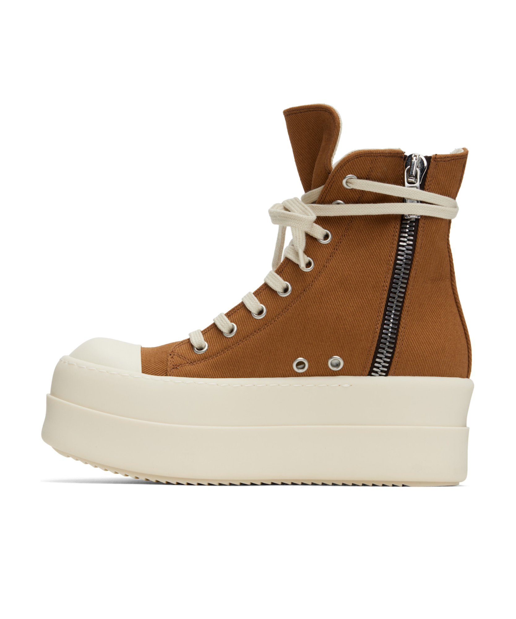 Rick Owens Drkshdw Double Bumper High Top Casual Shoes In Nude