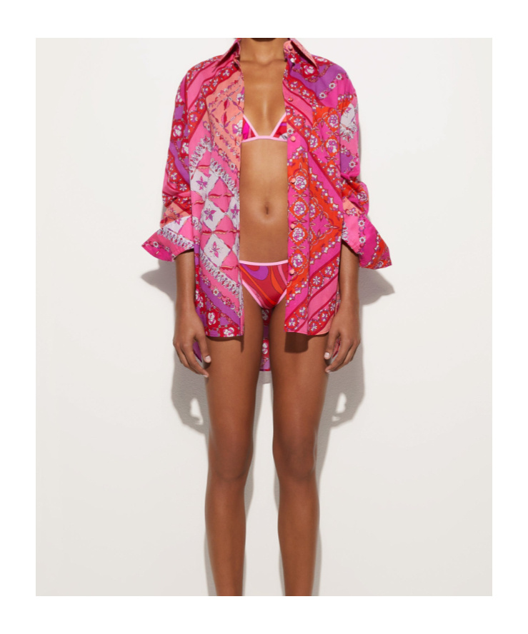 Pucci Geometric And Floral Pattern Shirt In Pink