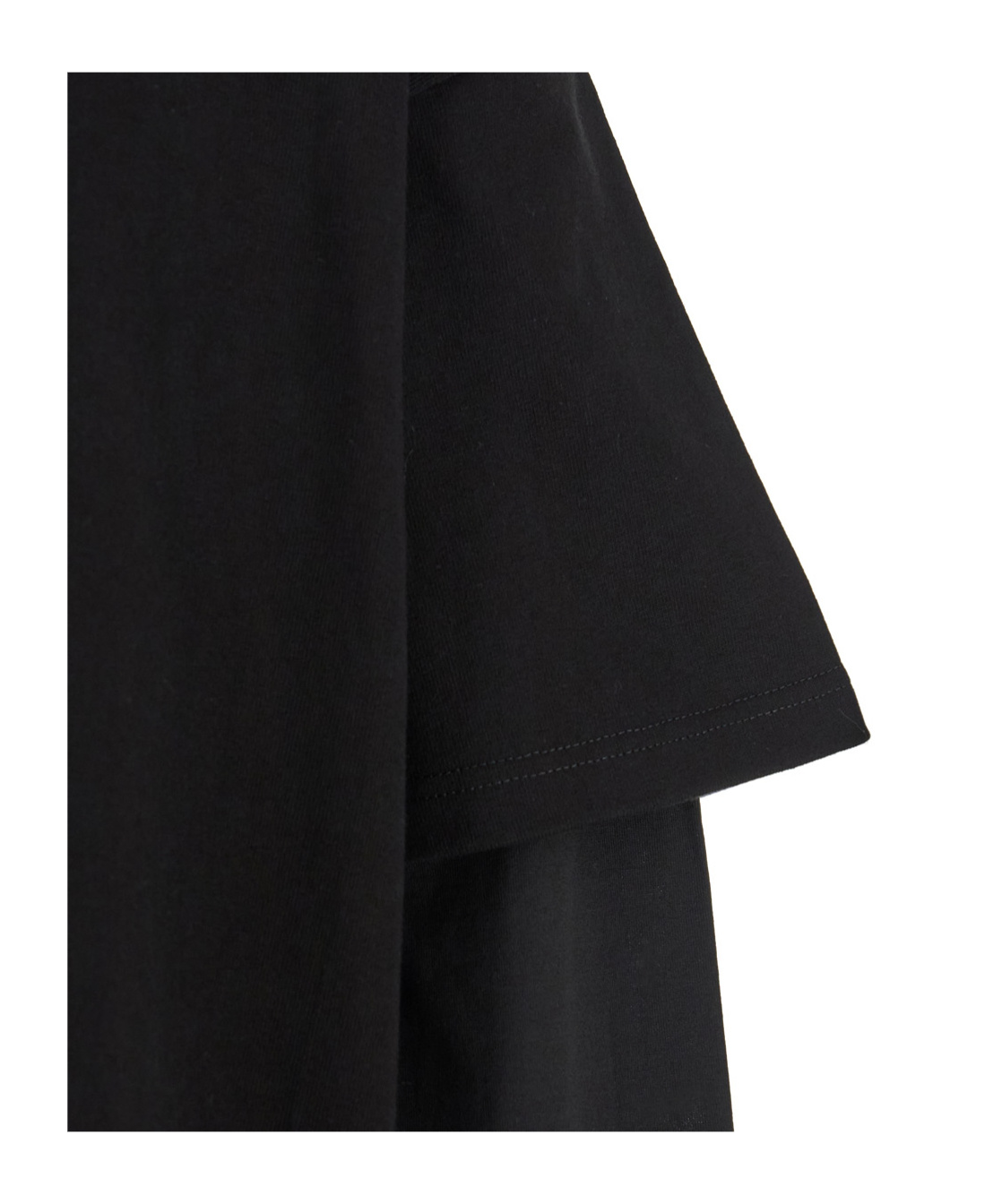 Jil Sander Black Crewneck T-shirt With Logo Lettering On The Rear And Layered Design