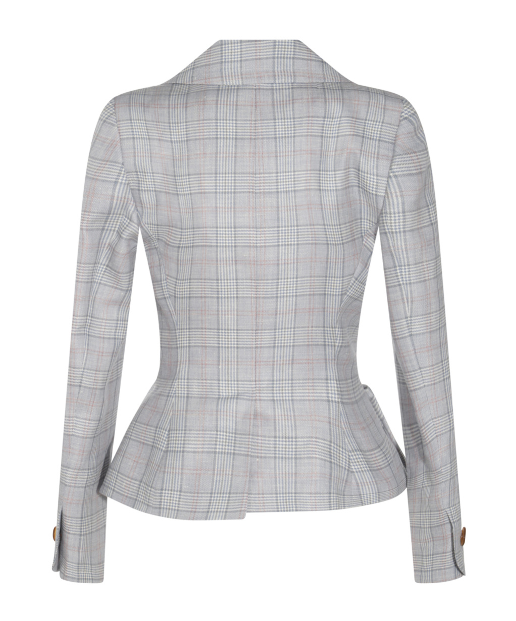 Shop Vivienne Westwood Checked Single-breasted Blazer In Gray