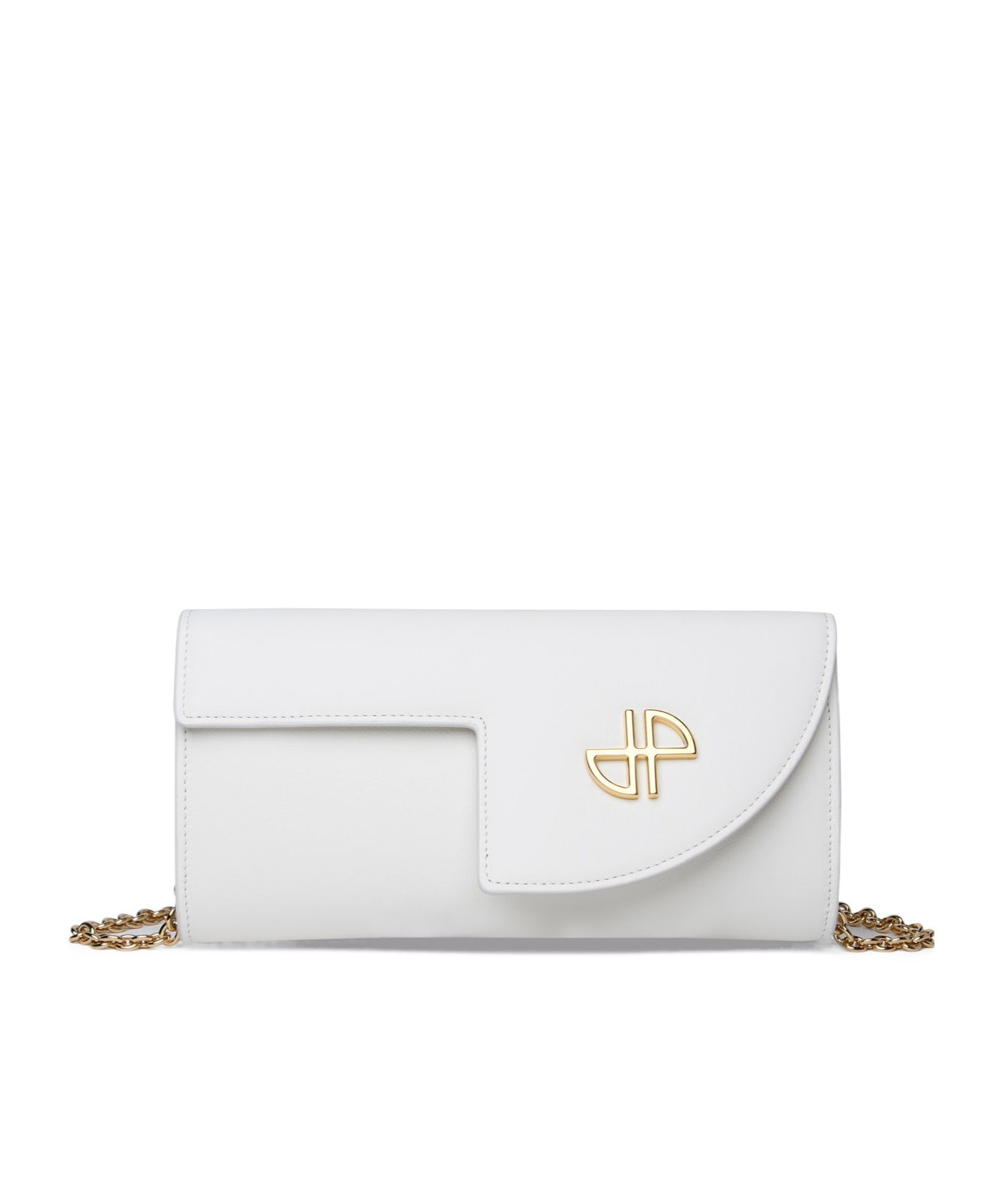 Patou Jp Calf Leather Clutch In White