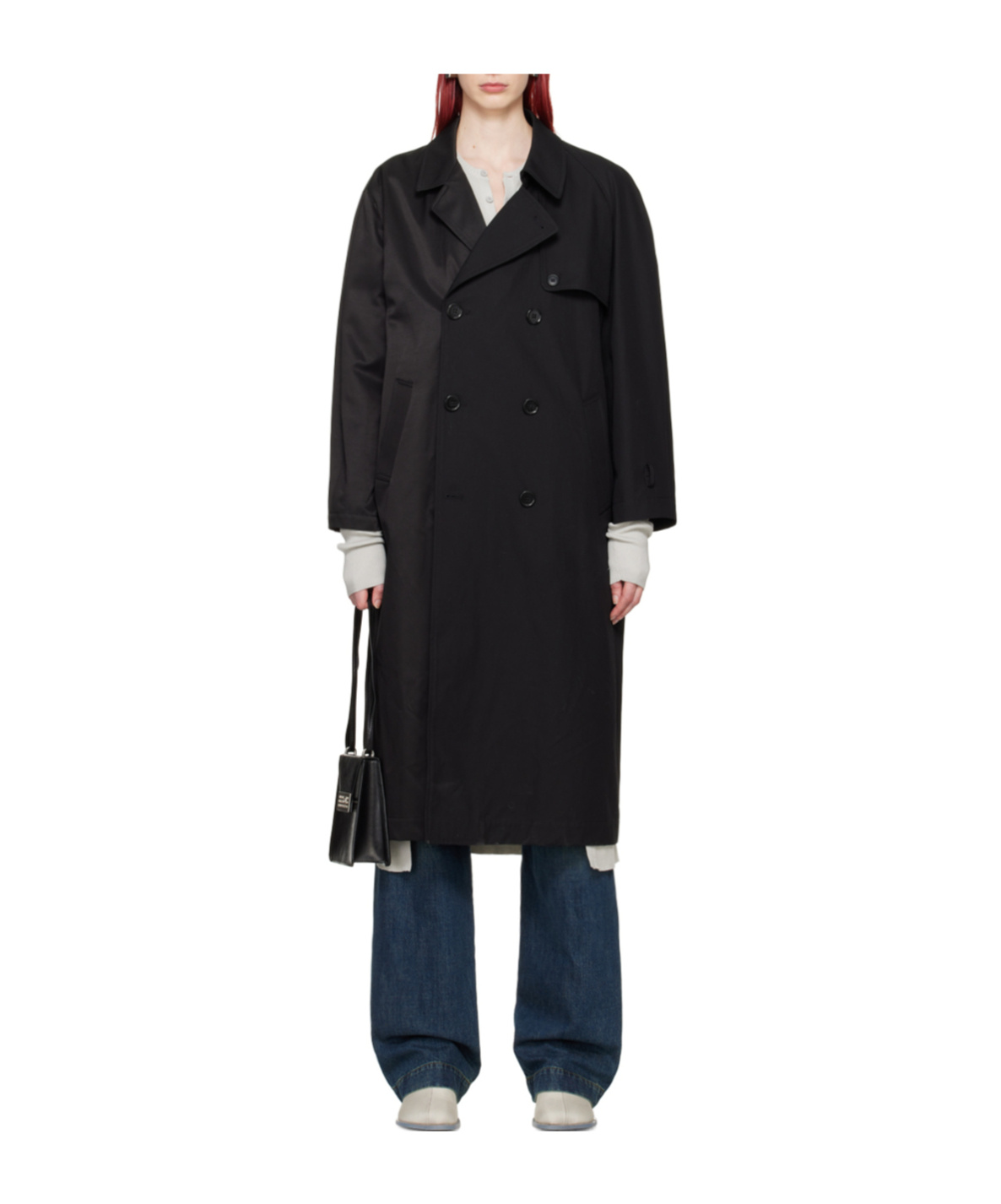 Mm6 Maison Margiela Long-sleeved Lapel Windbreaker In Black