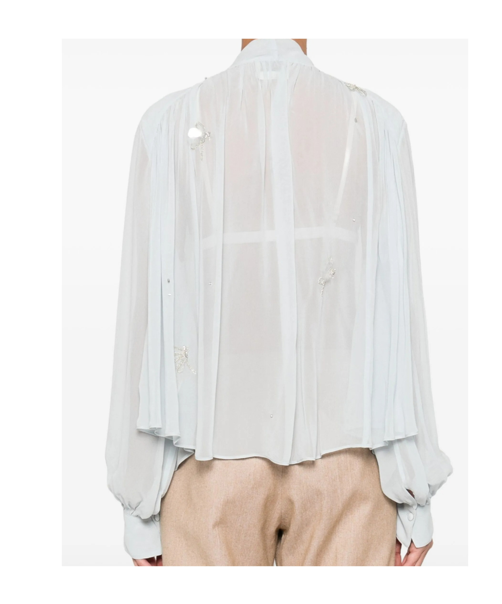Forte Forte Crystal-embellished Tie-neck Shirt In White