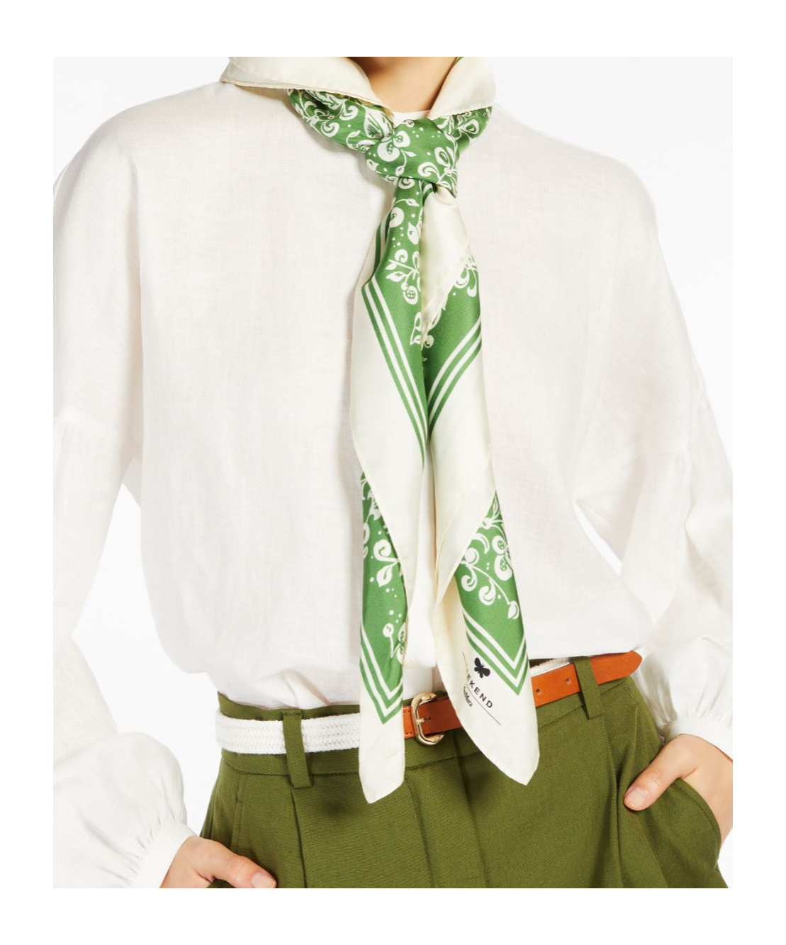 Weekend Max Mara Square Silk Scarf In Green