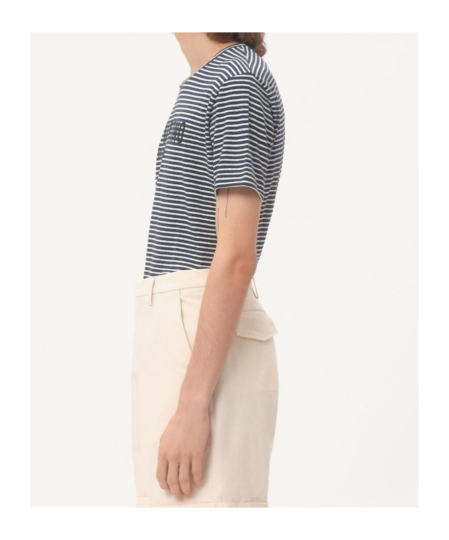 Valentino White Roundneck Striped T-shirt In Black