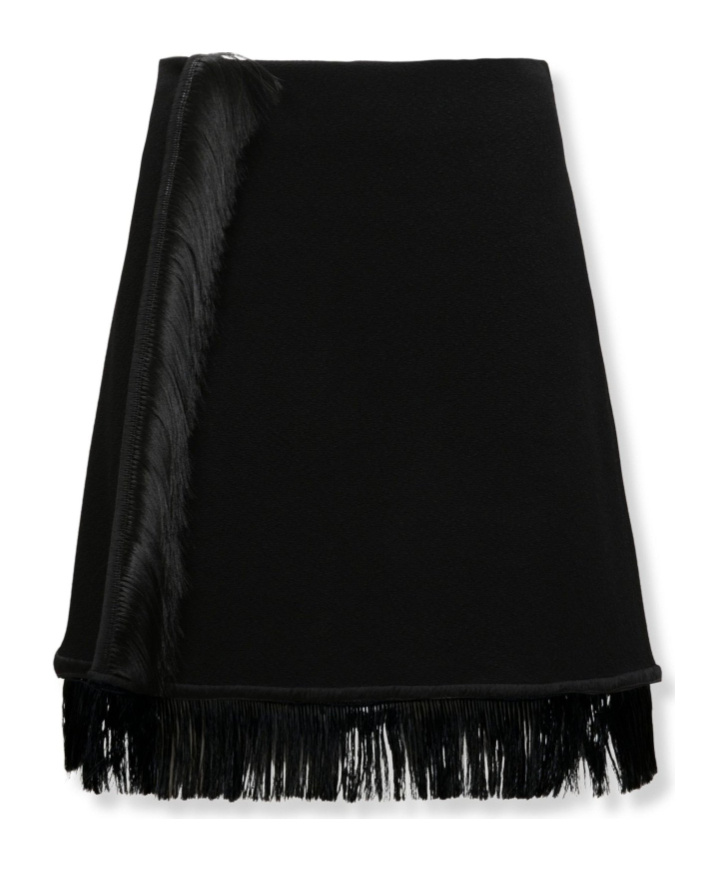 Jil Sander High Waist Fringed Mini Skirt In Black