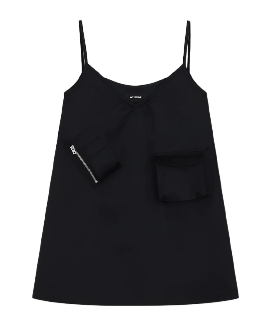 We11 Done V-neck Slip Minidress In Black