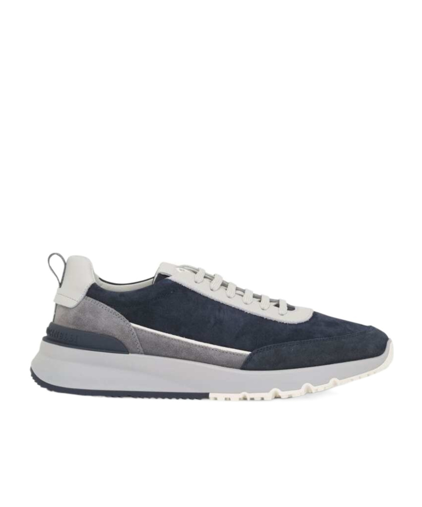 Brunello Cucinelli Man Sneakers Midnight Blue Size 9 Leather In Blue