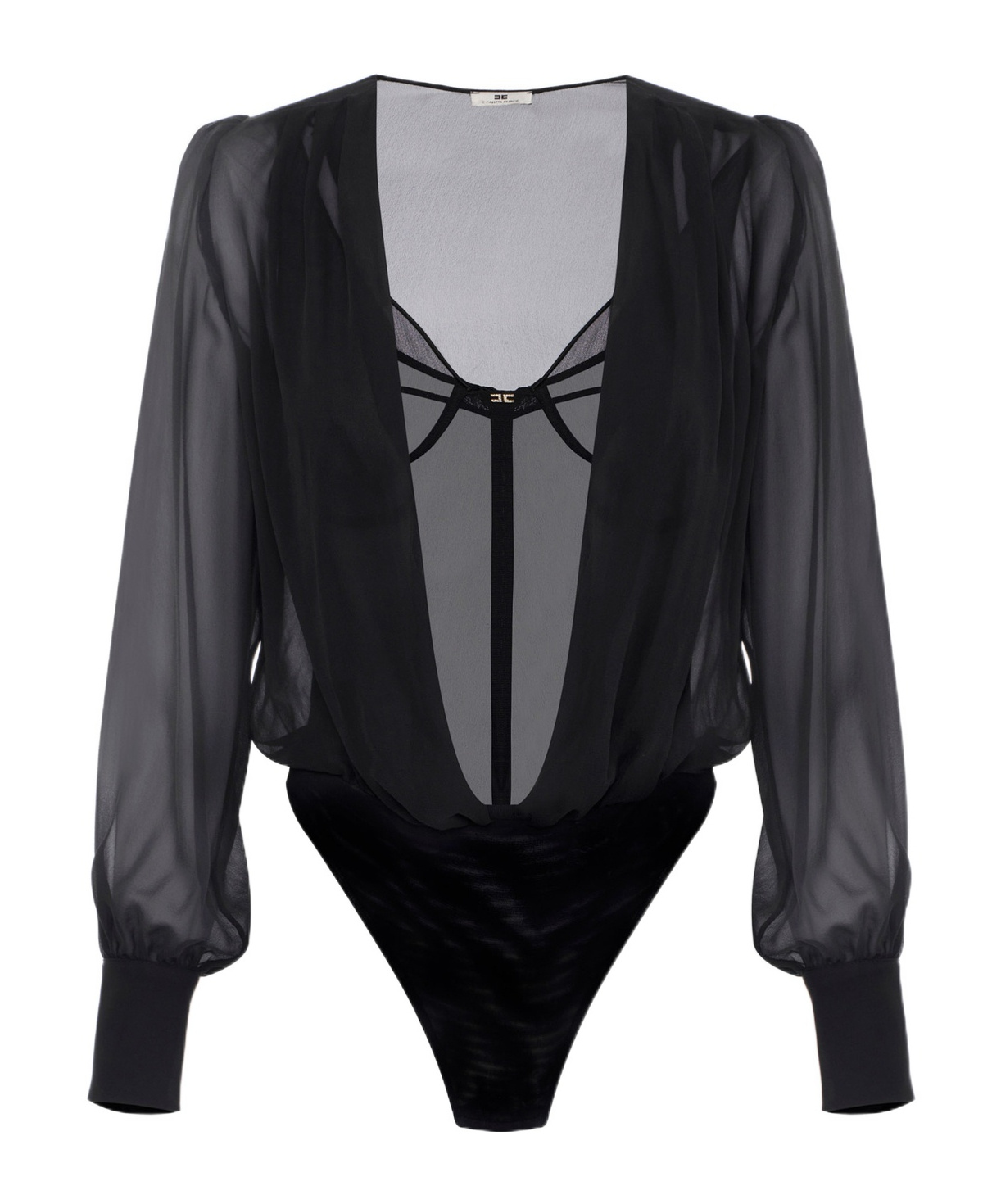 Elisabetta Franchi Long-sleeved Jumpsuit In Black