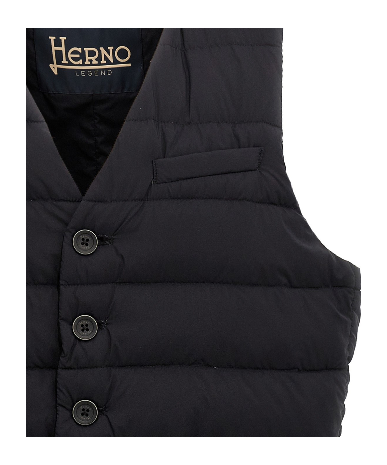 Herno Padded Button-up Gilet Vest In Black
