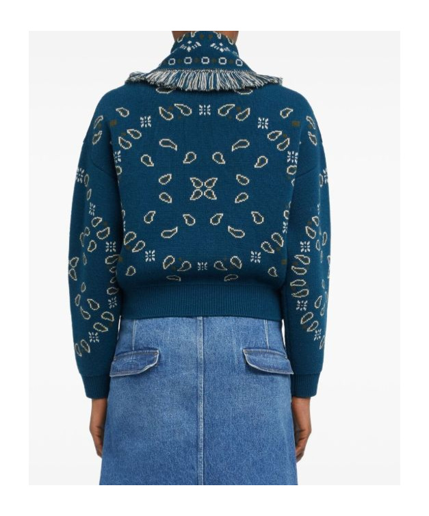 Alanui Bandana Wool And Cashmere Cardi-bomber In Blue