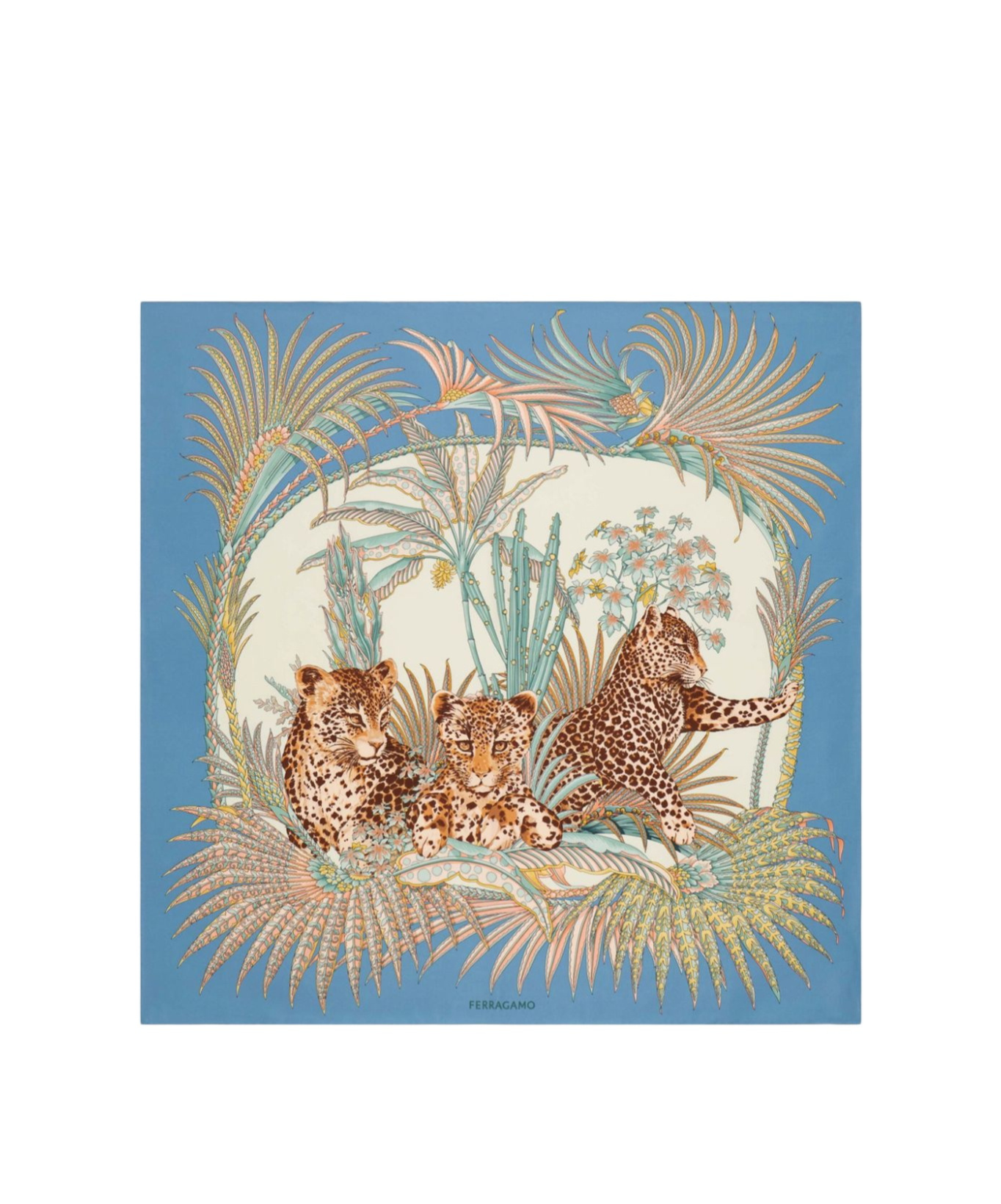 Ferragamo Leopard Print Silk Scarf In Multicolor