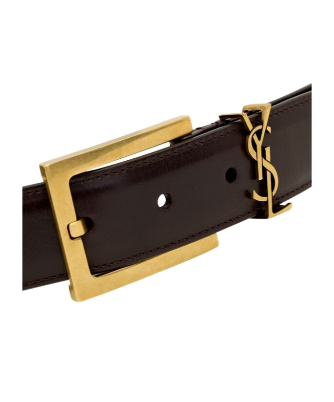 Saint Laurent Cassandre Thin Belt In Black
