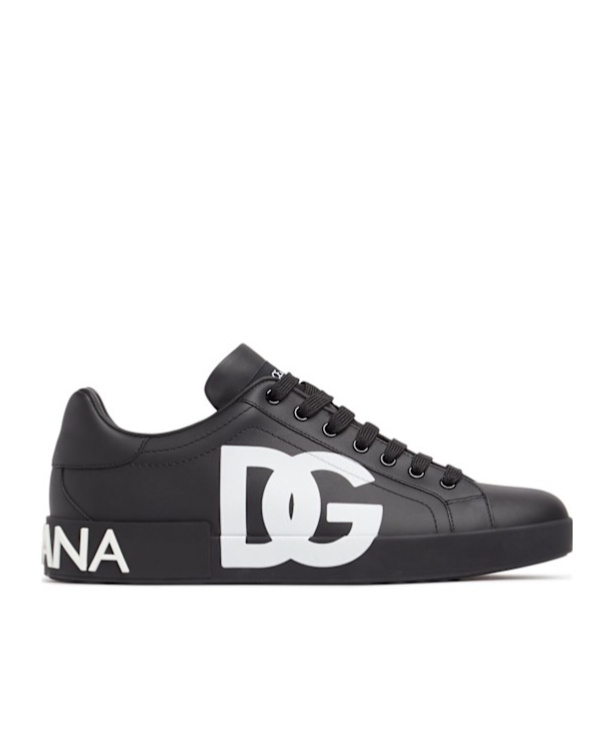 Dolce & Gabbana Portofino White And Black Leather Sneakers