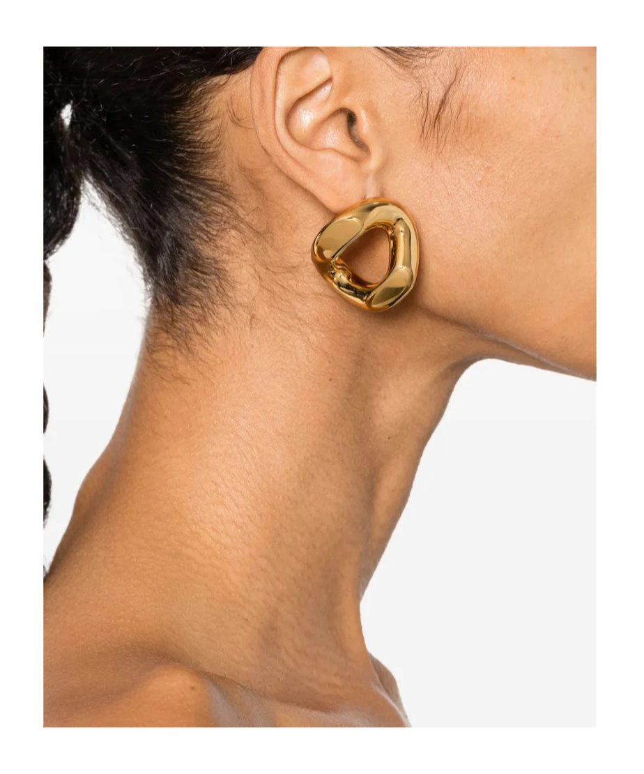 Jil Sander Sculpted Drop Earring In Gold-tone