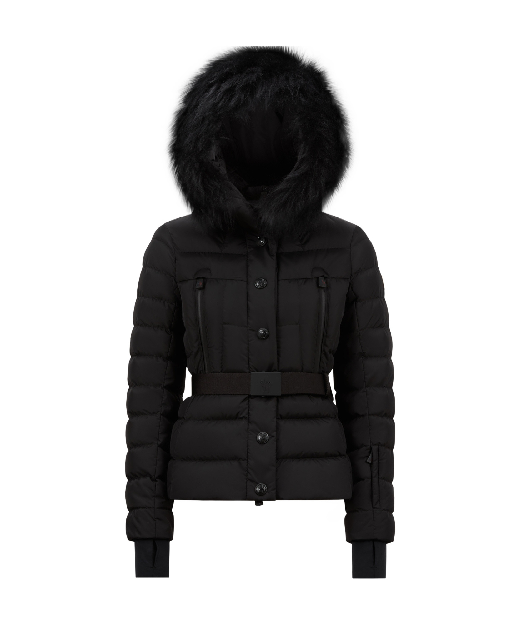 Moncler Veste De Ski À Capuche En Shearling Beverley In Black