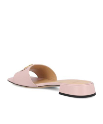Valentino Square Toed Slippers In Pink