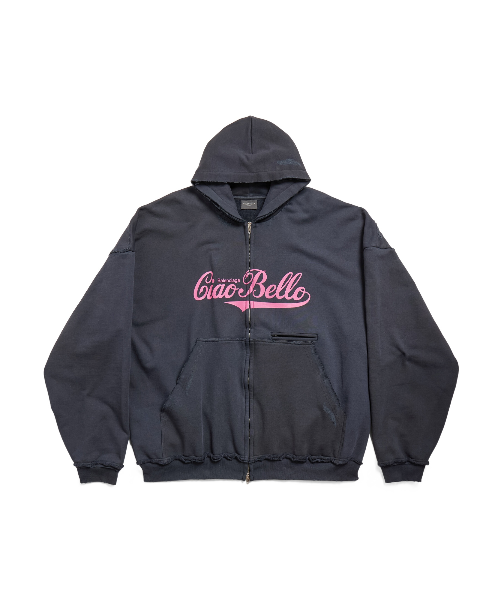 Balenciaga Ciao Bello Large-fit Hooded Sweatshirt In Black