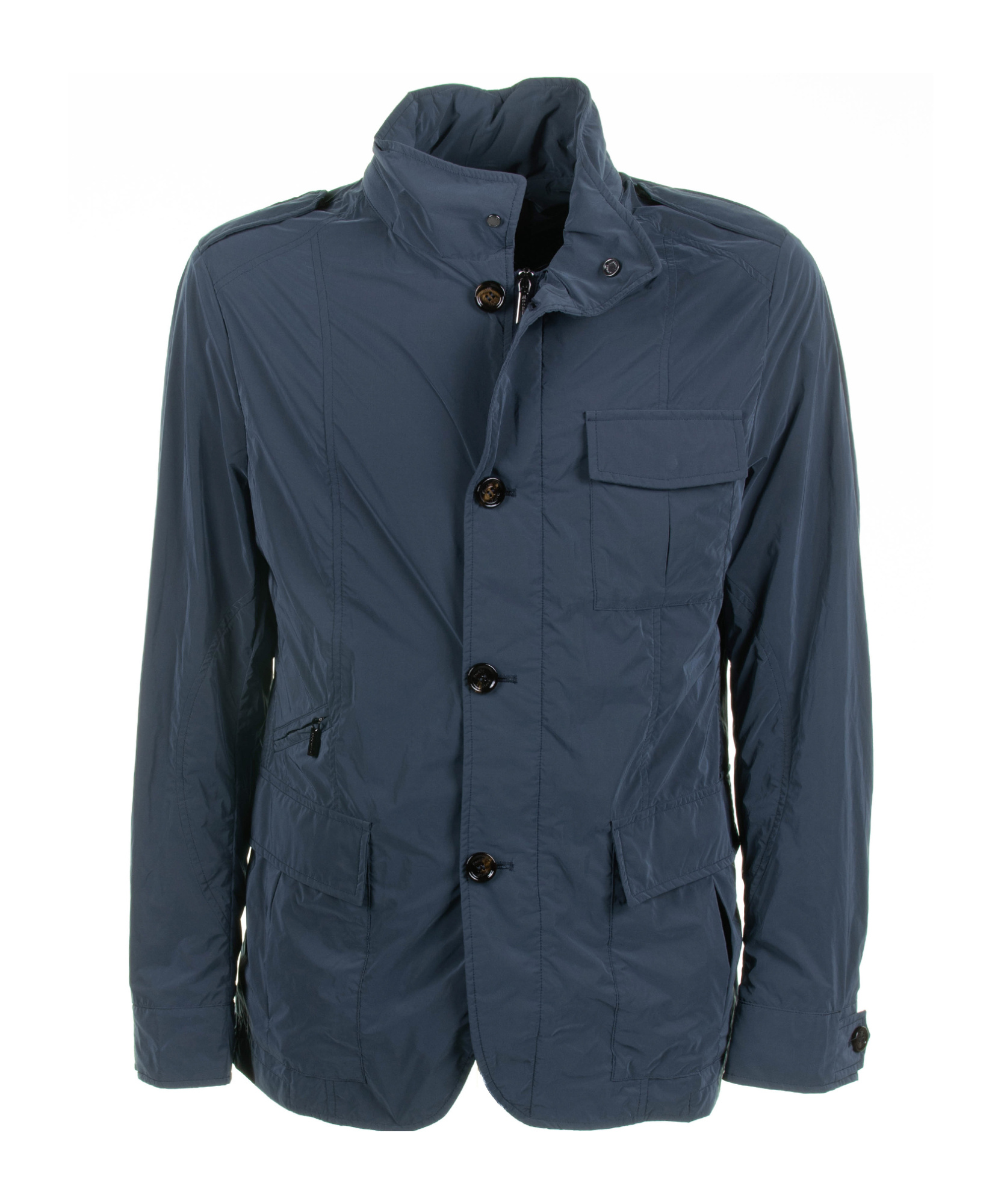 Moorer Spring Jacket With Pockets And Buttons In Blue