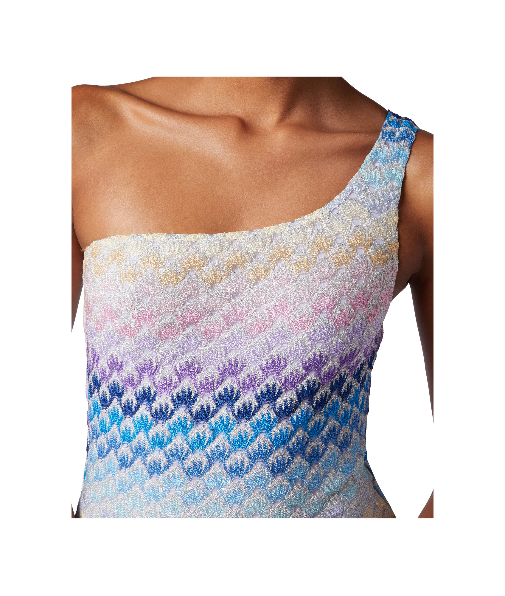Missoni Lace-effect One-shoulder One-piece Swimming Costume With Lurex In White