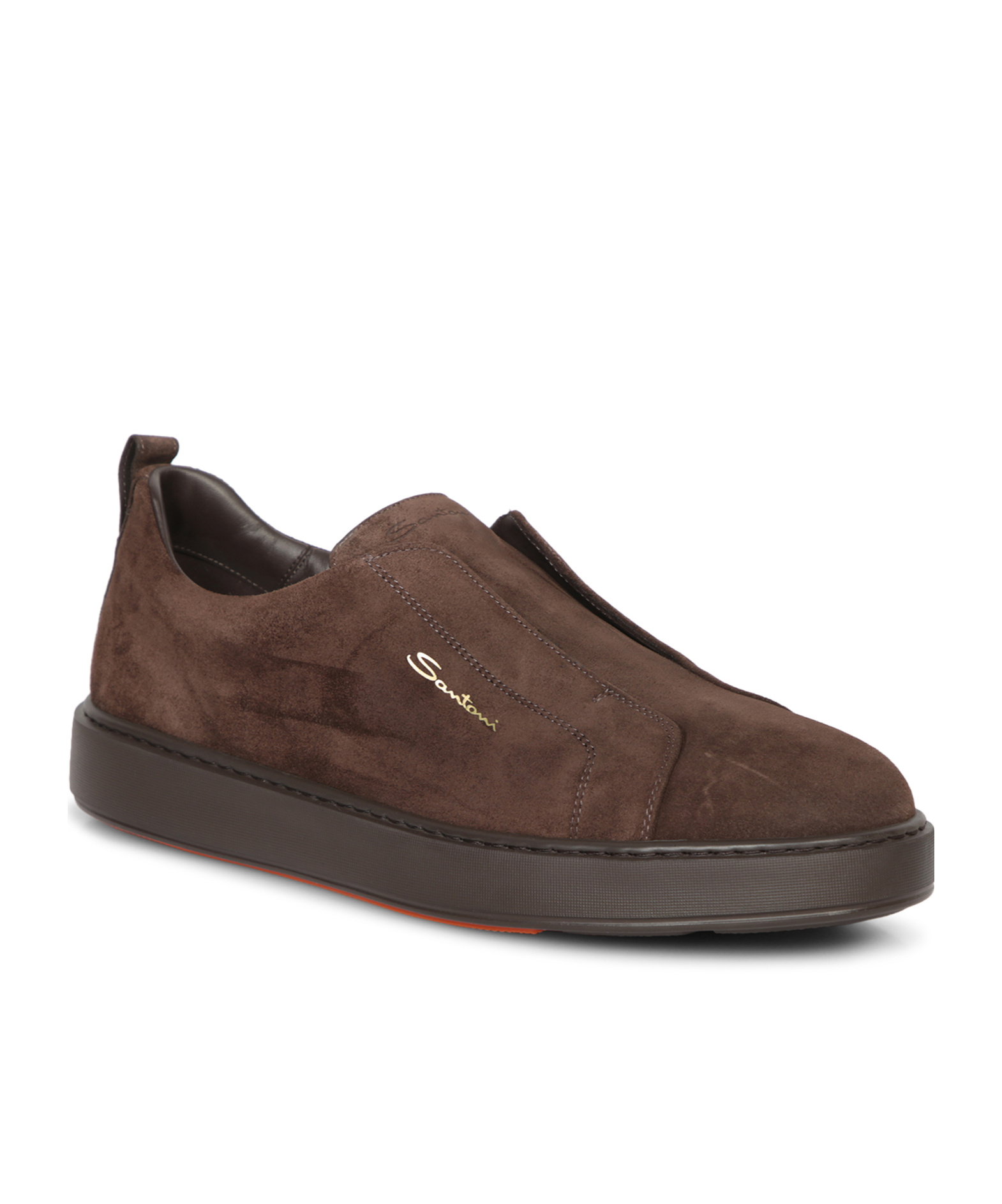Santoni Double Buckle Sneaker Man Sneakers Dark Brown Size 12 Leather In Brown